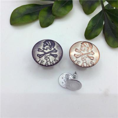 China Dry Cleaning Woman Branded Metal Bronze Denim Custom Jeans Skull Buttons / Botones For Denim for sale