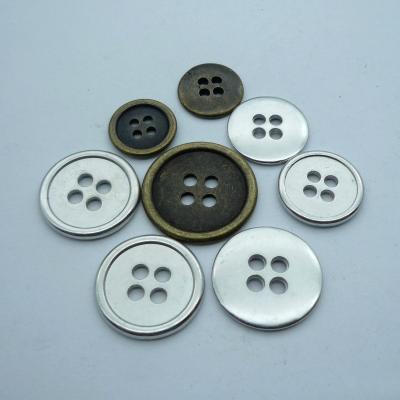 China Durable Clothing Shirt Flat Edge Fine Alloy Metal Buttons 4 Hole Seam for sale