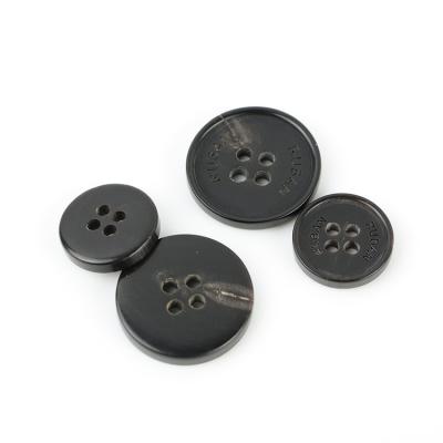 China Dry Cleaning Custom 4 Holes Black Buffalo Button For Overcoat for sale