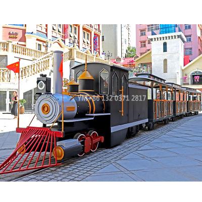 China SanChuan Theme Park Wooden Toy Electric Train Ride Equipment Track Amusement Rides Mini Trains For Sale for sale