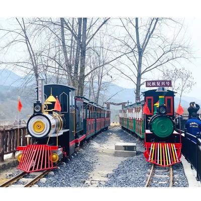 China SanChuan Fairground Wooden Park Rides Mini Kiddie Fiberglass Electric Rail Train For Sale for sale