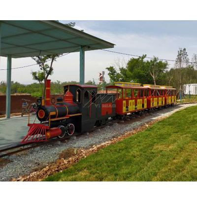 China Amusement park wooden chuan professional electric children product San track electric train for sale