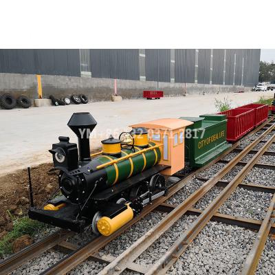 China Retro San train mall steam train theme park playground ride vintage wooden track chuan outdoor train on sale for sale