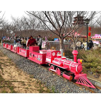 China Amusement Park 16 Seats Children Wooden SanChuan Track Electric Train Rides On Sale for sale