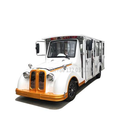 China Classic vintage wooden tour chuan electric battery tourist resort village holiday brand San guided bus for sale