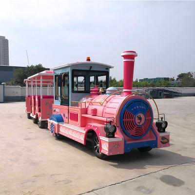 China Hot Sale Backyard Tourist Battery Ride Amusement Train Theme Park Amusement Park Products Trackless Train for sale