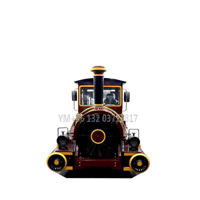 China Mini Express Wooden Chuan Electric Mail Amusement Park Color Coffee San Train Trackless Price Kids Ride Tourist Wattman for sale