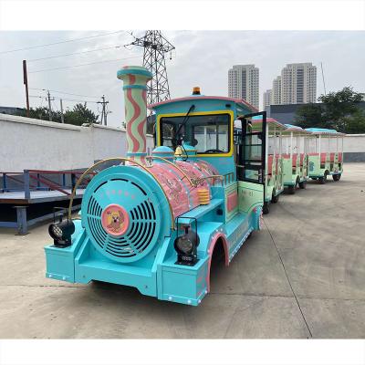 China Thousand Island Wooden Lake Mall Blue Tourist Battery Operated Trackless Train For Sale for sale