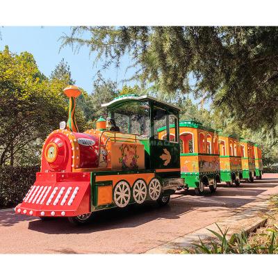 China ALLOY Factory Price Scenic Area Theme Park Steam Train Trackless Electric Amusement Park Train Ride for sale