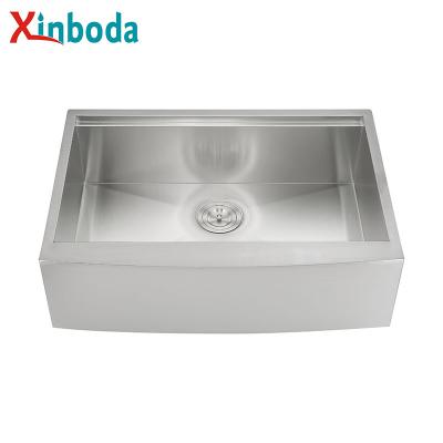 China Without Faucet USA Standard Size Single Sink Hot Sale Custom Handmade 304 Stainless Steel Apron Farmhouse Kitchen Sink for sale