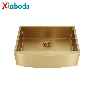 China Without Faucet Single Bowl Farmhouse Apron Nano 304 Stainless Steel Hand Made Kitchen Sink for sale