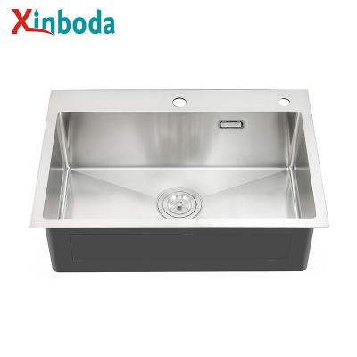 China Without Counter Topmount Sink Single Bowl 304 Stainless Steel Kitchen Sink Faucet China Supply With Drain for sale