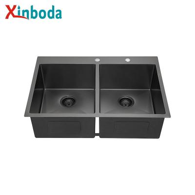 China Without Faucet New Products Stainless Steel SUS304 Topmount Handmade Antirust Nano Kitchen Sink for sale