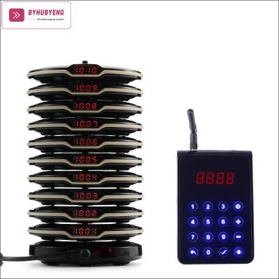 China Free Ringtones Customized Wireless Restaurant Table Buzzer Pager Queue 10pcs Shipping Logo Coaster Pager BYHUBYENG For Restaurant Customer Paging System for sale