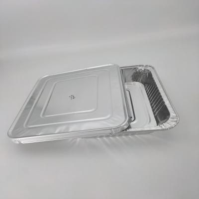 China 32x26x6cm Half Size Aluminum Foil Steam Table Pan Standard Size Deep Cooking Tray with Plastic Dome Lid for sale