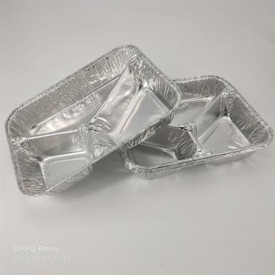 China Disposable 3 Compartment Takeout Food Package Aluminum Foil Tray for sale