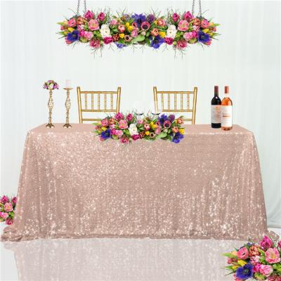 China Waterproof Glitter Pink Luxury Table Cloth Runner Sequin Gold Gold Silver Gold Table Cover Rectangle Decor Table Cloth For Wedding Valentines for sale