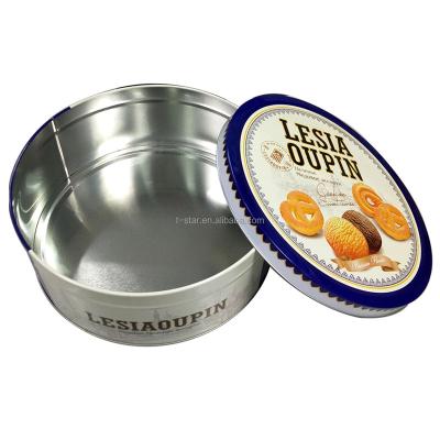 China Wholesale Round Three Lip Buckle Tin Cookies Box for sale