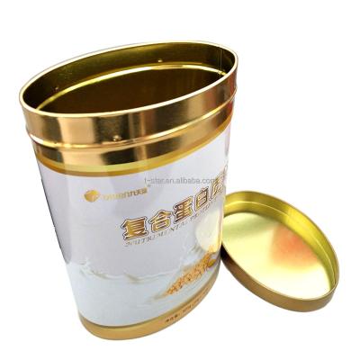 China Gift & Promotional Oval Metal Tin Canister For Craft Powder And Nut Packaging for sale