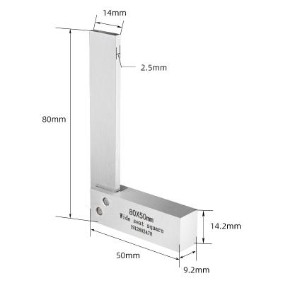 China Carbon Steel 80*50mm 90 Degree Accuracy Wide Seat Ruler Test Square Tool Square Square Measuring Right Angle Rulers for sale