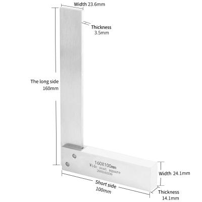 China Metal 160*100mm 90 Degree Precision Wide Seat Ruler Test Square Tool Square Square Measuring Right Angle Rulers for sale