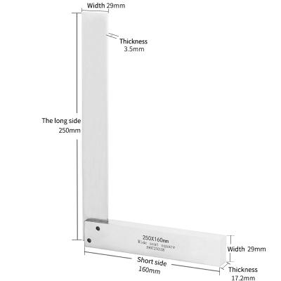 China Carbon Steel 250*160mm 90 Degree Precision Wide Seat Ruler Square Ruler Test Square Tool Angle Measuring Rulers for sale