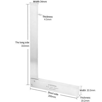 China Carbon Steel 315*200mm 90 Degree Precision Wide Seat Ruler Test Square Square Tool Angle Measuring Rulers for sale