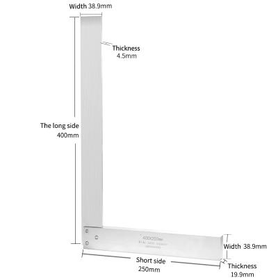 China Carbon Steel 400*250mm 90 Degree Precision Wide Seat Ruler Test Square Square Tool Angle Measuring Rulers for sale