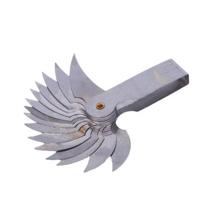 China 16pcs Carbon Steel Concave and Convex Shaped Bendable Metric Radius Measuring Tools Radius Gauge 26-80mm for sale