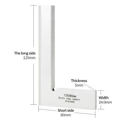 China Carbon Steel Carpenter 125*80mm 90 Degree Precision Knife Blade Square Blade Angle Test Square Tool Angle Measuring Rulers for sale