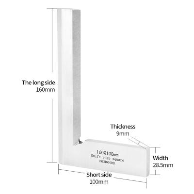 China Carbon Steel 160*100mm Square 90 Degree Precision Knife Blade Blade Angle Square Carpenter Try Tool Angle Square Measuring Ruler for sale