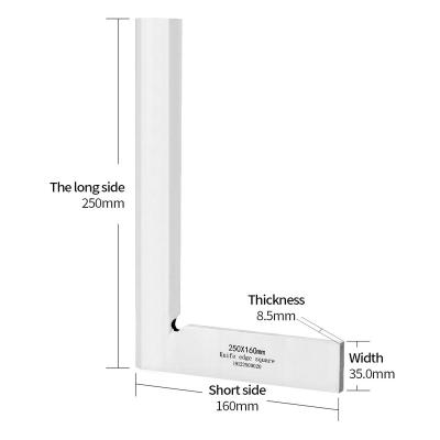 China Carbon Steel Carpenter 250*160mm 90 Degree Precision Knife Blade Square Blade Angle Test Square Tool Angle Measuring Rulers for sale
