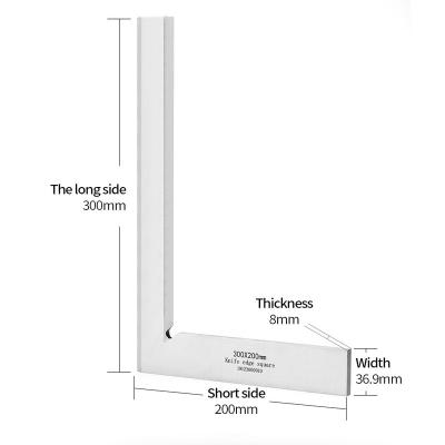 China Carbon Steel Carpenter 300*200mm 90 Degree Precision Knife Blade Square Blade Angle Test Square Tool Angle Measuring Rulers for sale
