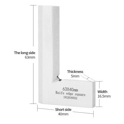 China Carbon Steel Carpenter 63*40mm 90 Degree Precision Knife Blade Square Blade Angle Test Square Tool Angle Measuring Rulers for sale