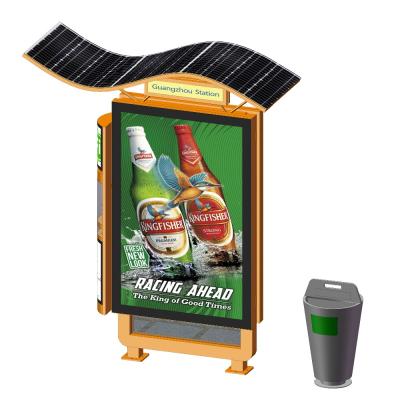 China Steel energy saving solar power light box with trash can for sale