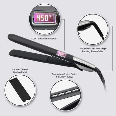 China Safety Wholesale Private Label Flat Iron 450 Fahrenheit Nano Titanium Plates Ionic Digital Hair Straightener for sale