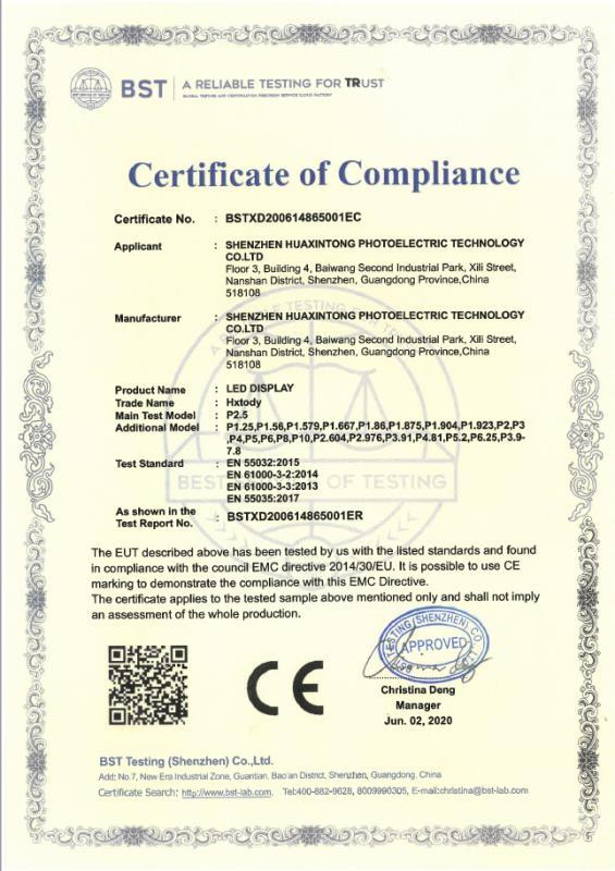 CE - Shenzhen Huaxintong Photoelectric Technology Co., Ltd.