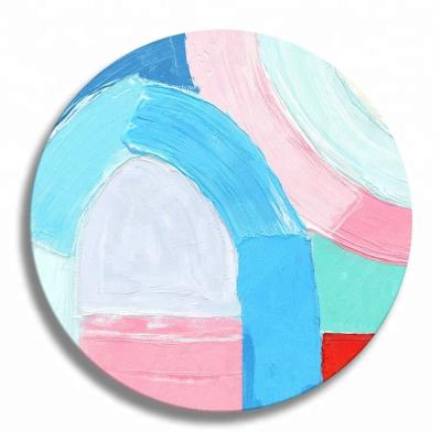 China Abstract Round shape Hand made painting canvas art for wholesale for sale