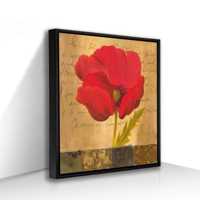 China Classic hot sale vibrant red flower cuadros decoration canvas painting with frame for home decor for sale