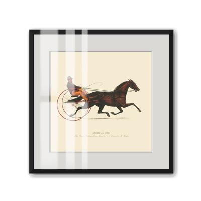 China Modern Horse Picture Black Frame Art With Passepartout Printed Art Under Glass For Wall Decor for sale