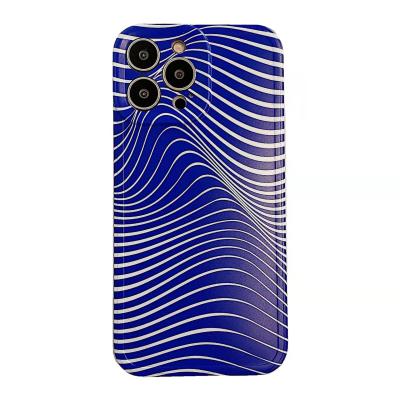 China Shockproof Excellent Quality Grain Camera Lens Protector Phone Case Wavy Stripe Cover For iphone 13 11 12 mobile bag for sale