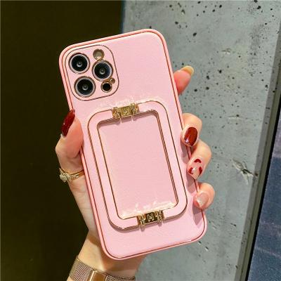 China Custom Name Anti-fall Beauty Luxury Leather Case Metal PU Leather Strap Phone Case Strap Rope for iphone 11 12 13 pro for sale