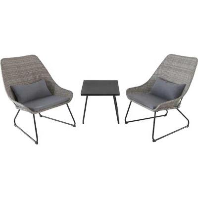 China Modern Balcony Metal Outdoor Furniture Small Bistro Table And Chairs With Rattan for sale