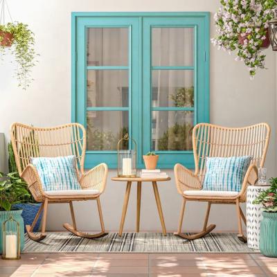 China Foshan Furniture Factory Modern Outdoor Garden Furniture Rocking Chair Balcony Table And Chairs With Wood Color for sale