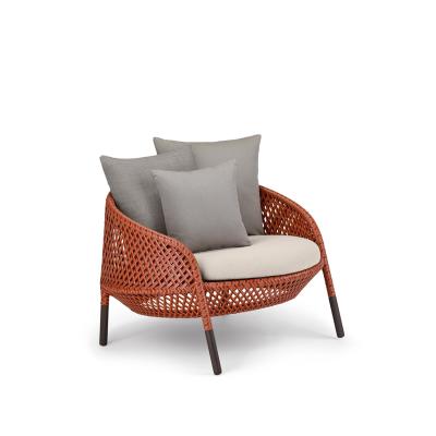 China UV and Water Resistant Modern Red Outdoor Rattan Lounge Sofa Wicker Garden Chair with High Back for sale