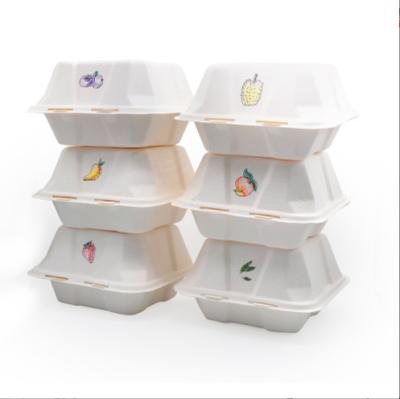 China Biodegradable Cornstarch Microwavable Degradable Lunch Box Take Out Burger Box With Lid for sale