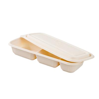 China Compartment Easy To Carry Health Seal Caterer Packaging Biodegradable Disposable Tableware Environmental Disposable Lunch Box for sale