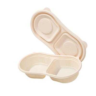 China Division waterproof and oil-proof thickening customize cutlery dinner set large capacity cashew thickened environmentally friendly degradable disposable packing rice bowl for sale