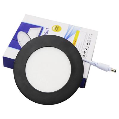 China Factory Wholesale LED Panel Light Modern Black Housing Slim Panel Light 3 6 9 12 15 28 24 Watt Round LED Panel Light For Indoor for sale