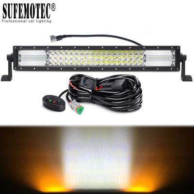 China 22 Inch 342W Amber White Led Driving Light Bar For Car 12V 24V 4x4 Offroad Trucks ATV 4WD SUV Combo Beams Fog Lamp Work for sale